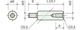 Brass spacer (Round)オスメスScrewDrawing