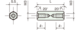 両め screw Brass spacerDrawing