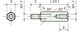 Brass spacer(Hexagonal type)オスメスScrewDrawing