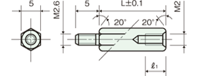 Brass spacer(Hexagonal type)オスメスScrewDrawing