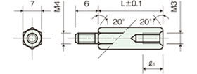 Brass spacer(Hexagonal type)オスメスScrewDrawing