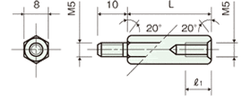 Brass spacer(Hexagonal type)オスメスScrewDrawing