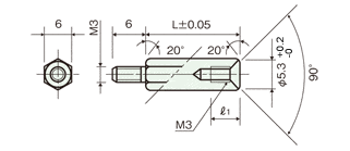 Brass spacer(Hexagonal type)オスメスScrewDrawing